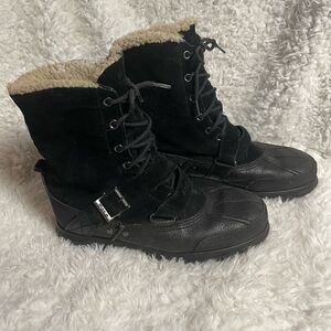 Polo Ralph Lauren Tavin Rollover Black Shearling lace up  Boots Men’s SZ10D